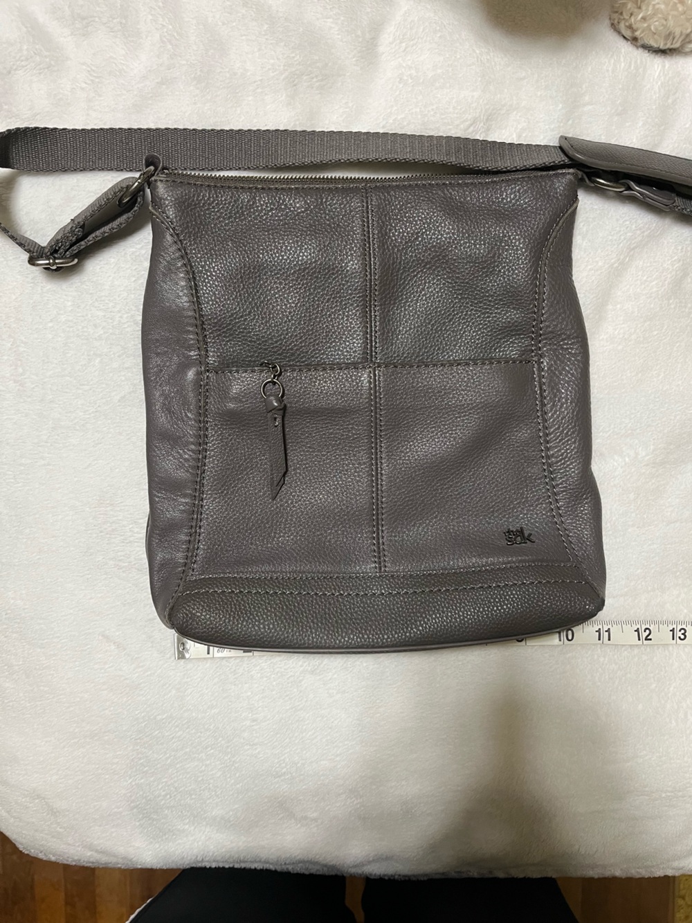 The Sak Lucia Gray Pebbled Leather crossbody Bag